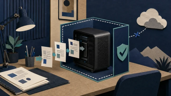 A compact language model runs inside a personal computer without sending a document to an external cloud.