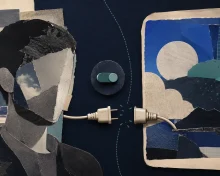 A public social profile separated from an AI image canvas by a privacy boundary