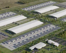 Official rendering of Meta’s Sturgeon County data center campus with rows of dry coolers.