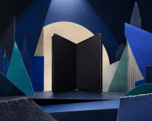 Abstract foldable device silhouette for Samsung Galaxy Unpacked in London