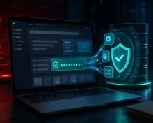 A website dashboard with a security shield, Core update and database.