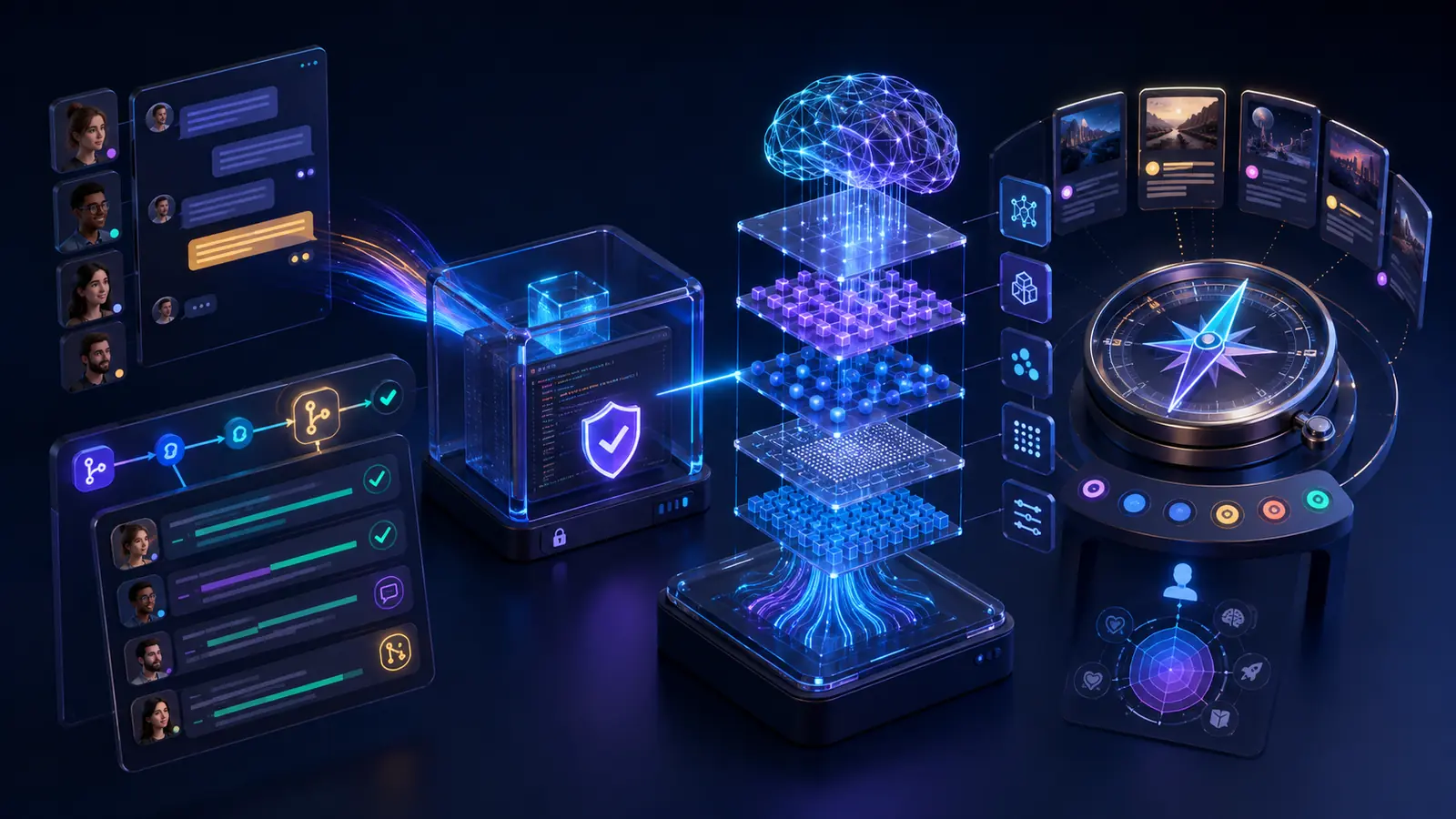 Teamwork panels, a protected server, an AI model and digital products