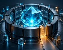 Glowing faceted core inside a protective ring