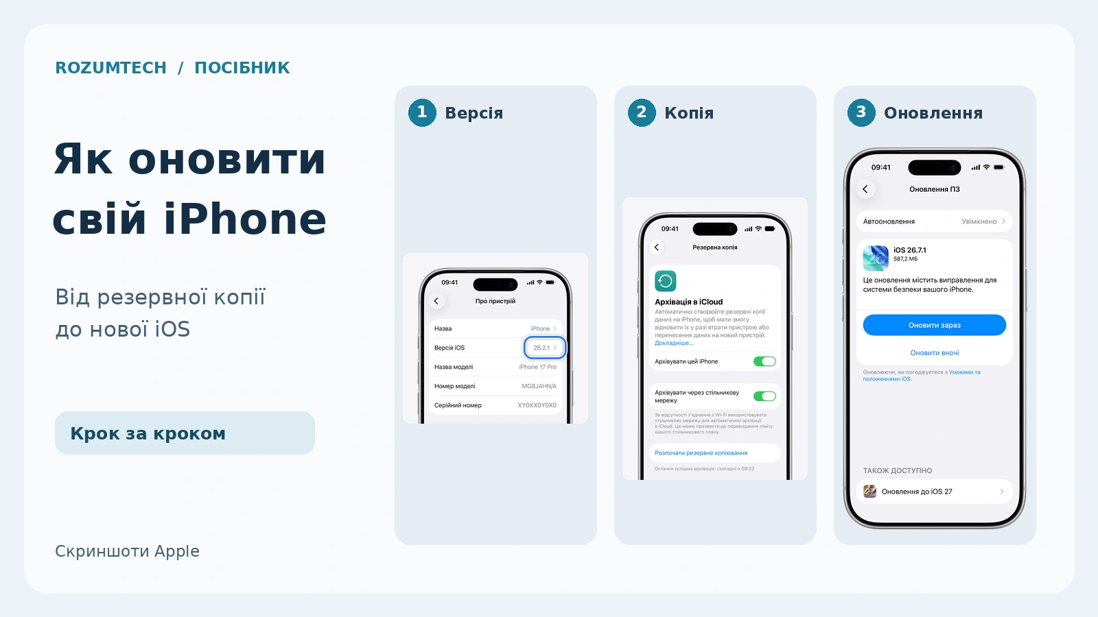 Українські скриншоти Apple: версія iOS, резервна копія та оновлення